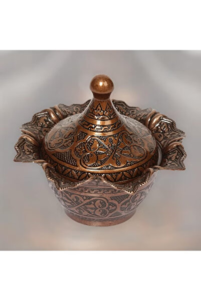 Generic Chic Ottoman-Style Copper Sugar Pot with Lid, Stylish Design, Made in Turkey