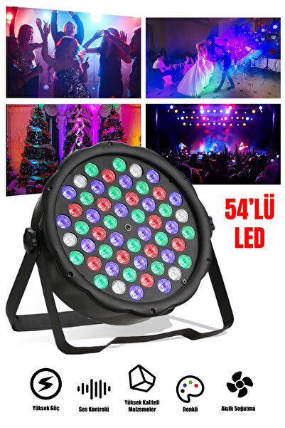 Arfseb Profesyonel 54’lü LED Par Işık – Renkli Sahne ve Parti Aydınlatma