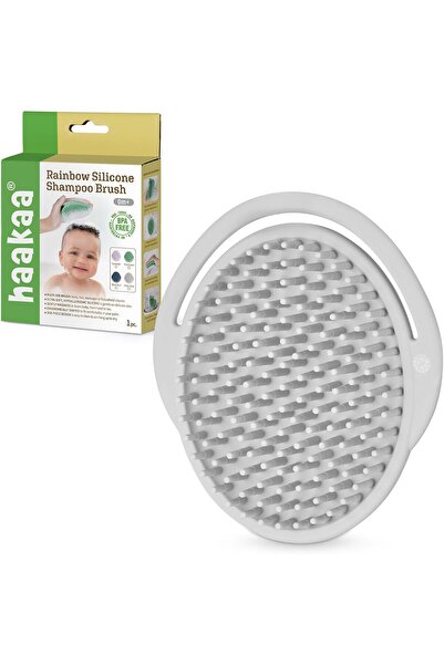 Haakaa Baby Cradle Cap Brush - Silicone Scalp Massager, Soft Bristles, Slate Grey