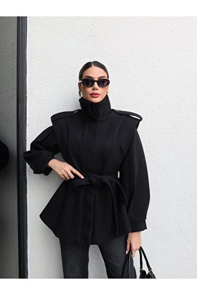 ESRAHELVACI Shoulder Pad Piece Shoulder Epaulet Detail Cashmere Coat