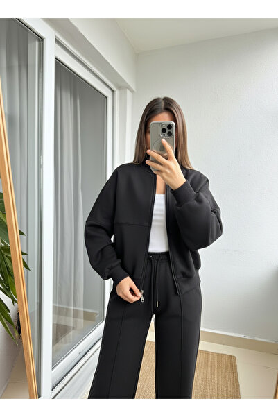 BayBayan طقم بدلة رياضية نسائية من 3 قطع مع سترة بومبر ناعمة الملمس