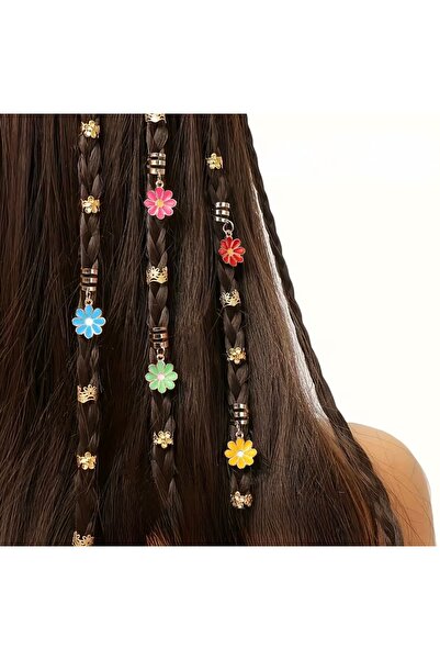 suprizegift خاتم شعر ذهبي على شكل زهرة الأقحوان، طقم من 9 قطع