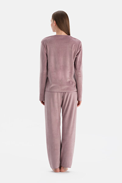 Dagi V-Neck Long Sleeve Velvet T-Shirt Pants Set