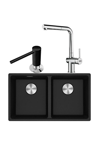 Franke MRG 120-35-35 Granit Nero Renk Evye, ACTIVE PLUS DOCCIA 2.0 Krom Renk,...