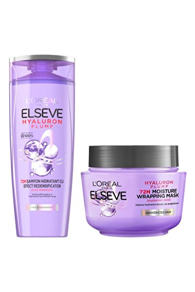 ELSEVE Shampoo 400 ml and Mask 300 ml, Hyaluron Plump for Dehydrated Hair Package