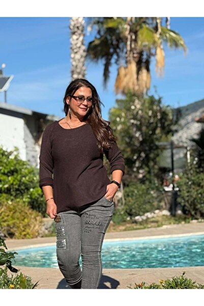 Punta Otantik NC22325 Μπλούζα με γιακά ιταλικής κατασκευής Basic Angora Καφέ