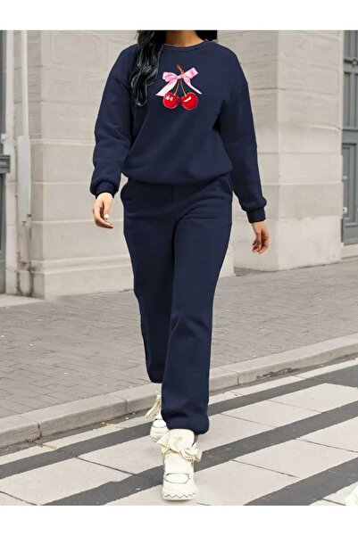 tkn your style Kurdele Cherry Bottom Top Team Fashion Design Crew Neck Sweatshirt