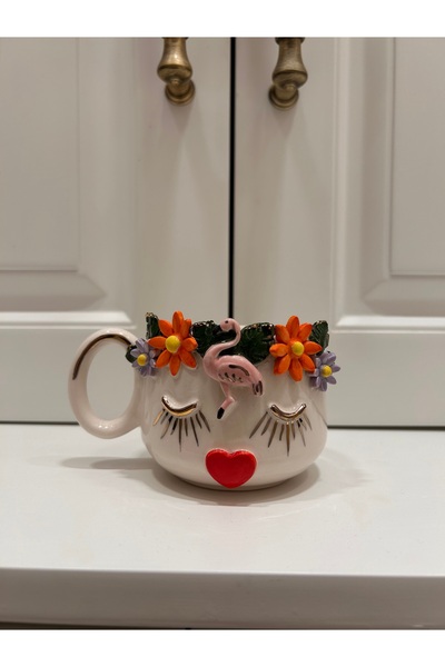 Port Aksesuar Flamingo Tropik Süslü Kız Tasarımlı 24K Altın Dekorlu El Yapımı...