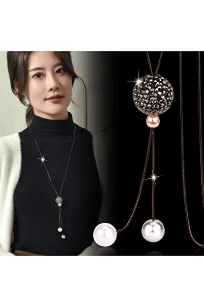 CRM Women's long necklace with crystal beads, - elegant accessory for dresses and sweaters