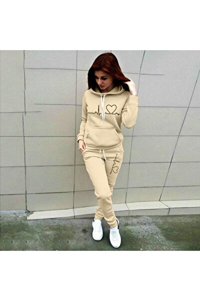 FASHION Casual Full Sleeve Heartbeat Hoodie & Jogger Set