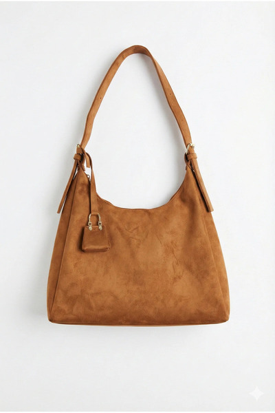 Zenvia حقيبة كتف نسائية موديل ماراو من جلد الغزال تان تابا مع هدية