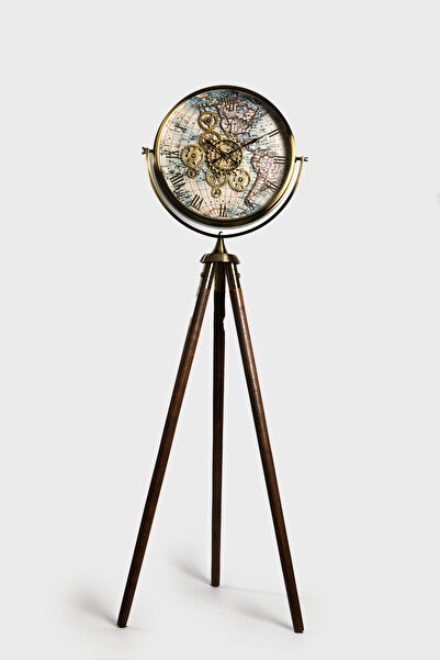 Evine Saat Ve Aksesuar Tripod Ayaklı Saat, Dekoratif Tripod Ayaklı Çarklı Saat,