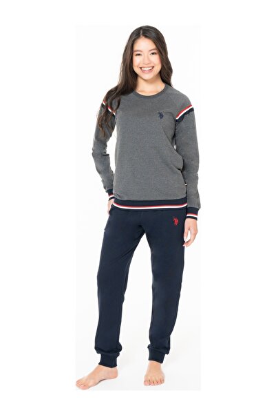 U.S. Polo Assn. Women's Look Stylish 100% Cotton Striped Detail Pajama Set