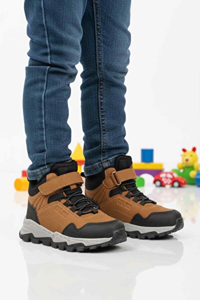 Cool Tan Gray Velcro Non-Slip Unisex Velcro Children's Boots Doruk P