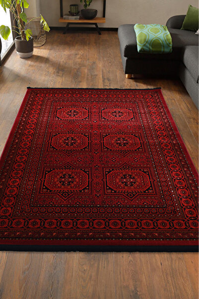 Giza Home Afgan Türkmen Otantik Desenli Dokuma Kırmızı Oturma Odası Salon Mut...