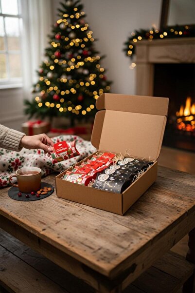 DRY Assorted festive gift box: 5 roasted almonds 100g & 5 mixed nuts, cranberries and peanuts 50g