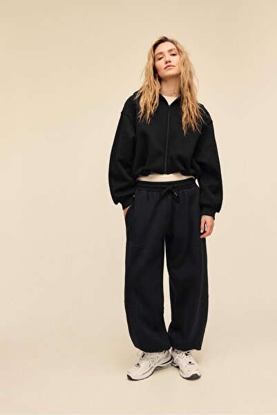 Stradivarius Printed Hooded Bomber Sweatshirt