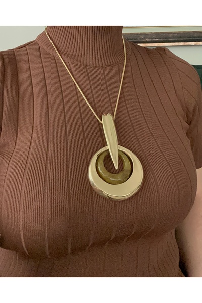 mibrillo Brand equivalent agate stone sweater top necklace