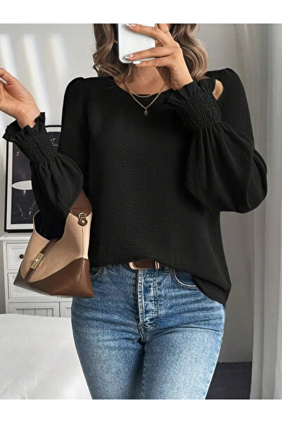 Viyamo Yeni Sezon Kadın Uzun Kollu Yuvarlak Yaka Aerobin Bluz