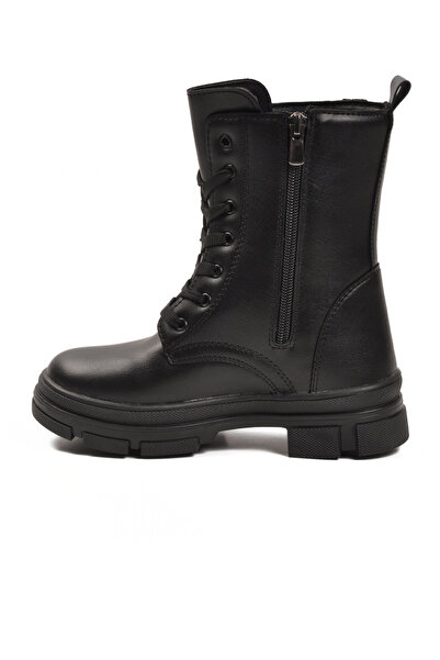 AYAKMOD Black Leather Inside Fleece Non-Slip Sole Girls' Boots G-1001 F Frmr