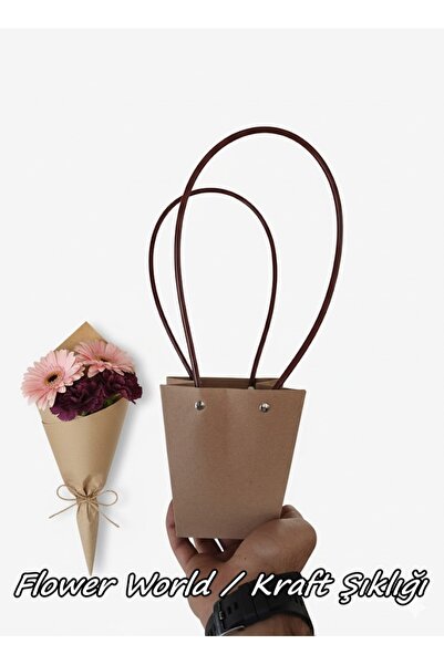 hobidaşım Rustik Kraft "Flower World" Çiçek Çantası