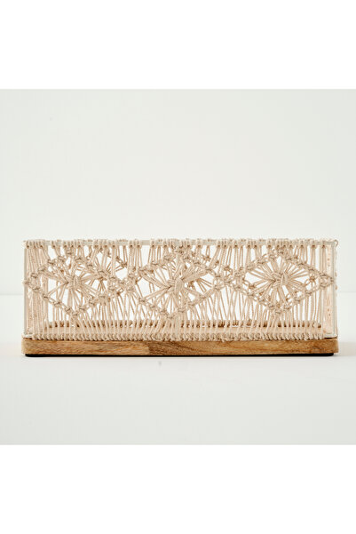 Bella Maison سلة مكرامية زخرفية من سييرا، لون كريمي (35×17×13 سم)