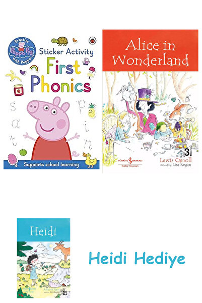 Bloomsbury Peppa Pig: Practică cu Peppa: Prima gramatica: Carte de activități cu autocolante + Alice în Țara Minunilor + Heidi