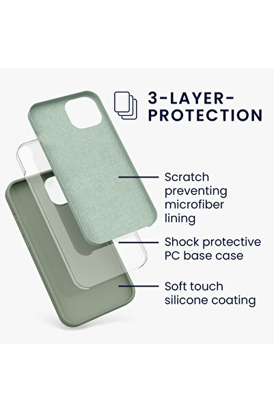 KWmobile Case for iPhone 13, Silicone, Green, 55878.172