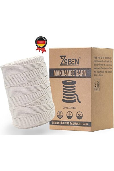 OEM Νήμα μακραμέ βαμβακιού ZEBEN® 3 χιλ. - 300μ λευκό