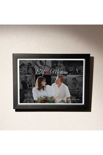 photonom Sevgiliye Hediye 13 Fotoğraflı Tablo - Siyah Klasik Çerçeve