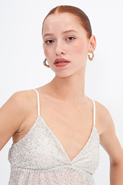 Addax Strappy Beaded Blouse A17718