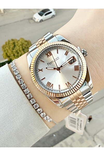 Ferrucci Büyük Rolex Kasa Takvimli Kadın Kol Saati Ve Bileklik