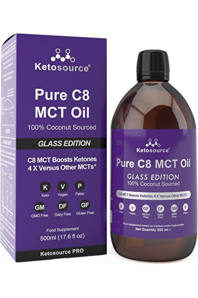 Generic Premium C8 MCT Oil (500ml Glass) - 99.8% Pure Caprylic Acid | Ketosource