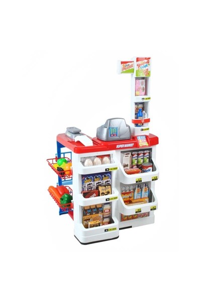 PROCART Supermarket set, 24 accessories, lights, sound effects, shopping cart, cash register, 82x50x44 cm