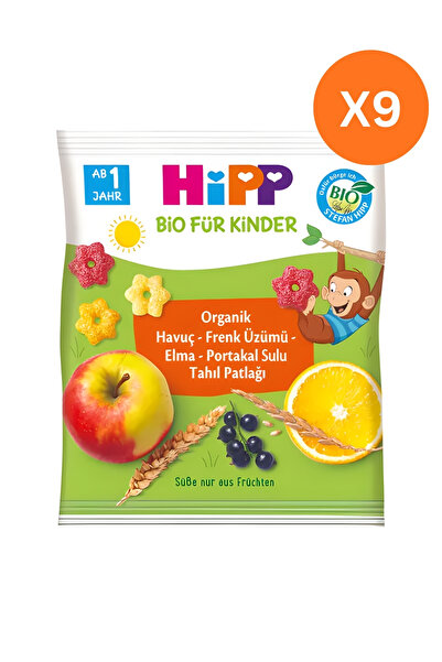 Hipp Organik Havuçlu Frenk Üzümlü Elmalı Tahıl Patlağı 30 gr x 9 Adet