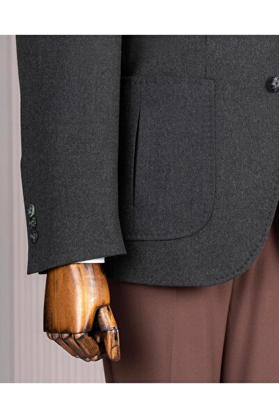 TerziAdemAltun Italian Style S Slim Fit Pointed Collar Men's Single Jacket Green T14906