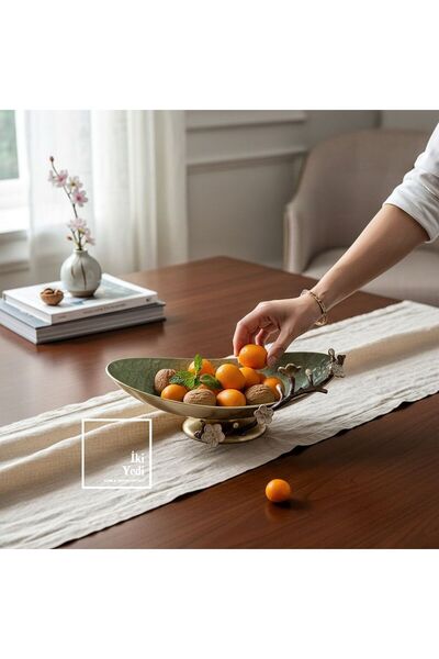 İki Yedi Konsept Enrico Lüks Metal Döküm Kaplama Dekoratif Kase 44 cm Meyveli...