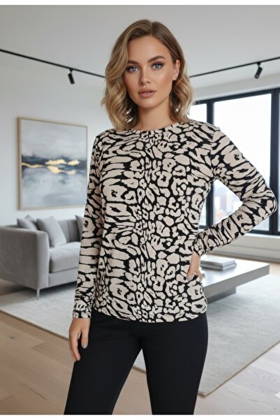 ÇAĞ MODA Viscose Knitted Crew Neck Long Sleeve Pants Pajama Set