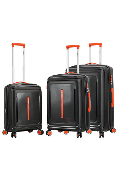 Lee Cooper LC33403 expandable trolley set, polypropylene,1 cabin and 2 hold luggage, 4 wheels, black