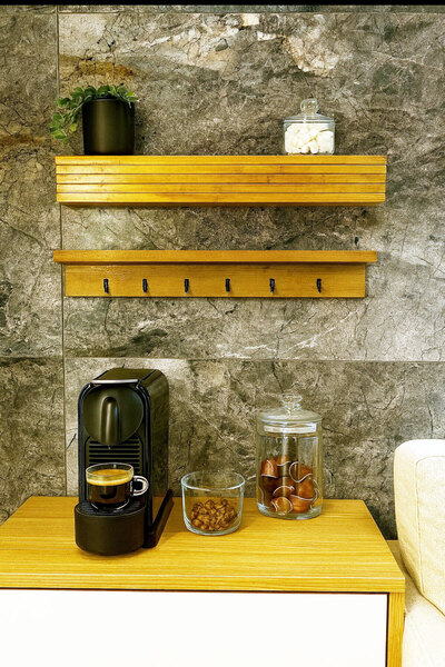 Monchi Kahve Köşesi 2 Li Raf Set Terek