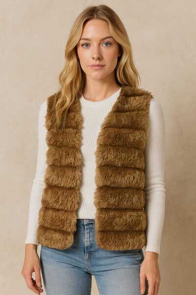 Modayase Kadın Modern Suni Kürk Yelek