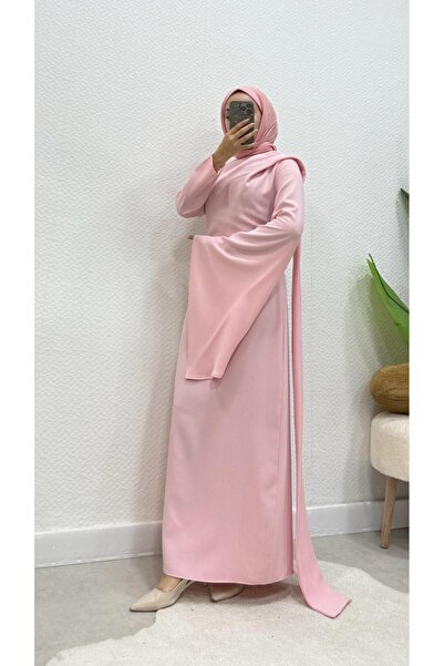 modasusev Φόρεμα Hijab με λεπτομέρεια από κρεπ και ουρά