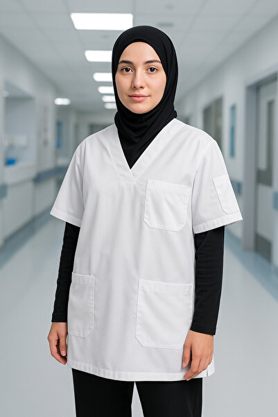 mirach Hijab Scrubs Wide Fit 4 Pocket Long Oversized Model 1. Quality Fabric Comfortable Working Uniform