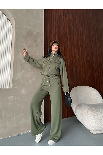 salome butik Zippered Top and Wide-Leg Pants - Set