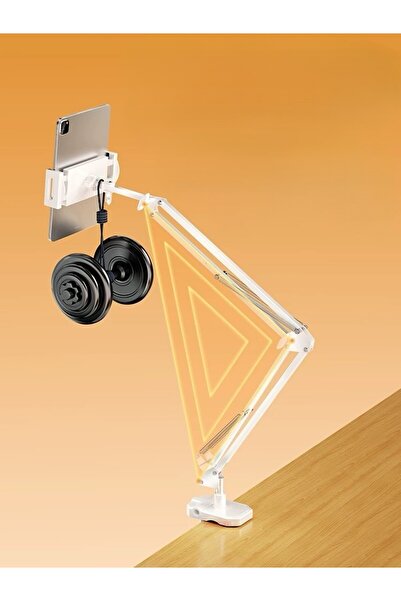 OEM Universal professional metal tablet holder, 2-segment mechanical arm, 360° rotation, White