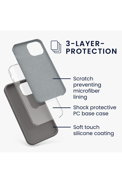 KWmobile Case for iPhone 13 Mini, Silicone, Gray, 55877.155