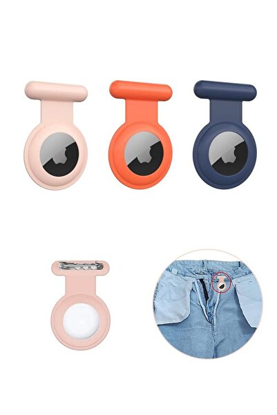 Generic 3 Pcs AirTag Tracker Hidden Protective Silicone Sleeve Holder with Invisible Pin (Pink, Blue, Orange