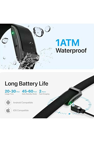 Generic Smart wearable bracelet for tracking health and fitness, sweat and rain resistant