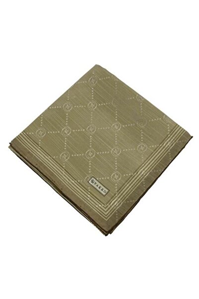 Vakko Cotton Silk Scarf - Monogram with Border - Soft Green