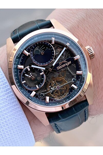 Slazenger Men's Wristwatch Esl.2559.6 with Automatic Serial Moonlight and Sun Dial Italian Bracelet Gift